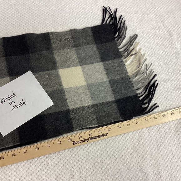 Cashmere Scarf Gray‎ Charcoal Beige Plaid Warm Winter Soft Fringe Shawl Unisex - Picture 7 of 12